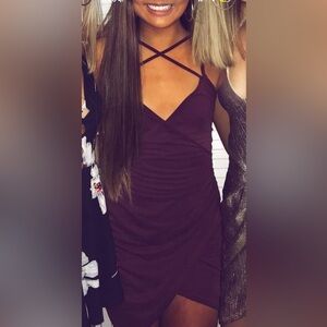 Maroon bodycon date party dress